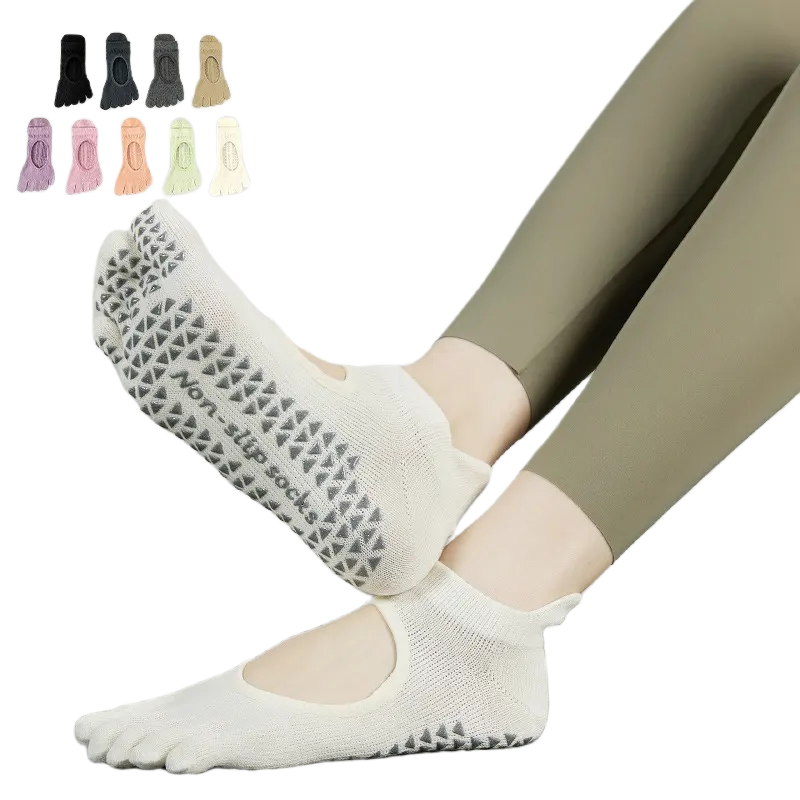 Wuyang Fabriek Op Maat Gemaakte Kleine Moq Vrouwen Yoga Katoen 5 Teen Grip Anti Slip Zomer Sport Pilates Sokken