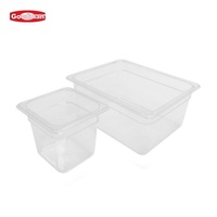 Conteneur Gastronorm Goodman FP3008 1/2, bac alimentaire PC, capacité 16,64 L, plastique transparent/noir, logo personnalisé, fournitures pour restaurants