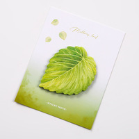 Blocs-notes autocollants créatifs en forme de feuille, papeterie pour étudiants, petits cadeaux, autocollants de messages frais et simples