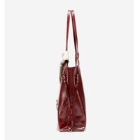 Tas Wanita Bergaya dengan Tali Selempang yang Dapat Disesuaikan, Terbuat dari Bahan PU Mengkilap yang Dapat Disesuaikan, Dengan Dua Kancing, Bordir yang Tahan Lama, dan Cocok untuk Penggunaan Sehari-hari.