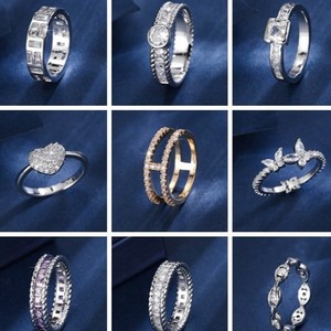 Anillos de aleación de lujo Resoul con circonita, anillos resistentes al deslustre, joyería de moda para damas, anillos para uso diario. - Product Image 2