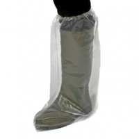 Couvre-bottes en plastique extra large de 19 pouces de haut imperméable à l'eau de protection pour bétail de ferme couvre-bottes jetables en PE avec élastique