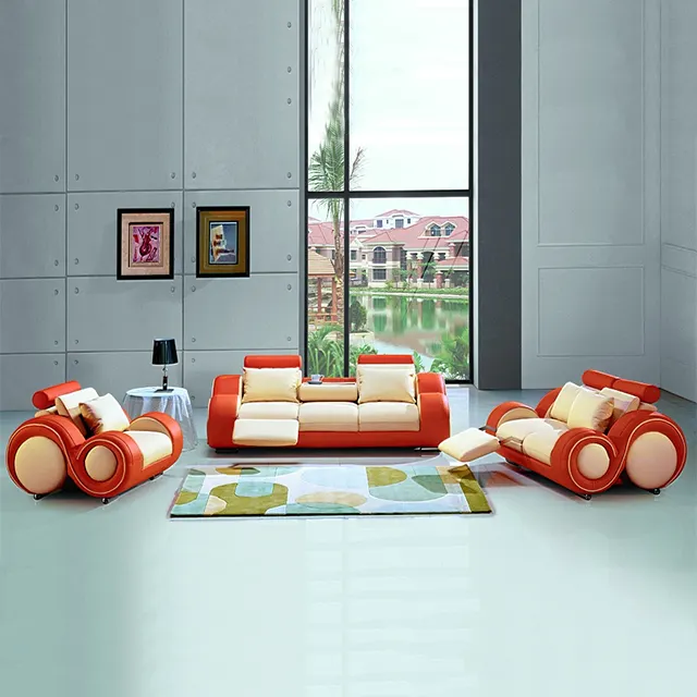 आधुनिक लक्जरी कमरे में रहने वाले फर्नीचर चमड़े झुकनेवाला सोफे 3 2 1 सीटर अनुभागीय सोफे लाइव कमरे में सोफे सेट
