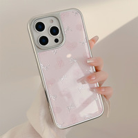 Coque de téléphone en époxy dorée avec nœuds papillon pour iPhone 16, 16 Pro Max/Plus/Pro, 15, 15 Pro Max/Plus/Pro, 14 Pro Max/Plus/Pro, 14, 13, 13 Pro Max, 13 Pro, 12, 11