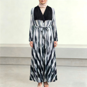 Moda de Oriente Medio, Dubái 2026, Abaya Modesta para Mujer, Estampado Chic, Manga Larga, Cárdigan Abierto, Kaftán, Túnica Larga para Ramadán y Eid - Product Image 1