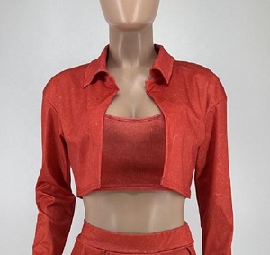 D10076 Nuovo Design Primavera Estate 2026, Set da Donna 3 Pezzi: Minigonna Plissettata Sexy, Top Corto e Camicia a Maniche Lunghe - Product Image 5