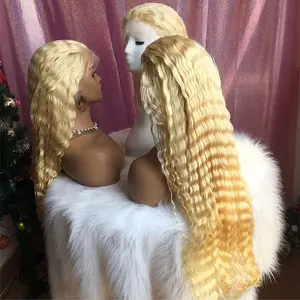 Buy Now Pay Later Blonde Wigs Human Hair Lace Front Deep Wave Virgin Hair Lace Wig for Black Women 613 Deep Wave Frontal Wig