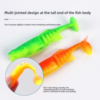 Hai-ähnlicher Köder mit Fischgeruch, T-Form, mehrteilig, kleiner künstlicher Weichköder, Wurm, zum Angeln, Edelstahl, 10/18 Stück, Schwarz