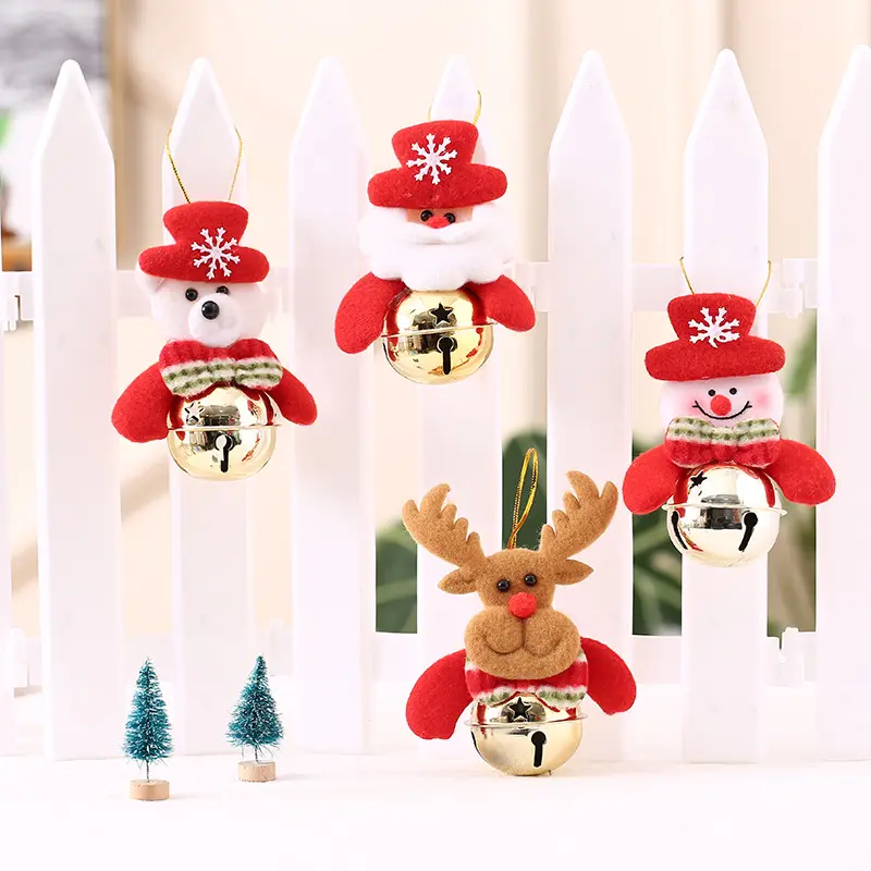 Kawaii colorful Christmas tree gold bell hanging decorations bear snowman Xmas gifts party supplies