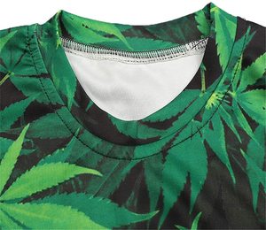 Giản Dị Thời Trang Phố Áo Và Quần Màu Xanh Lá Cây Cây Cây Gai Dầu Lá Thiết Kế In Ấn 3D Crewneck Áo chui đầu Người Đàn Ông Tracksuit - Product Image 5