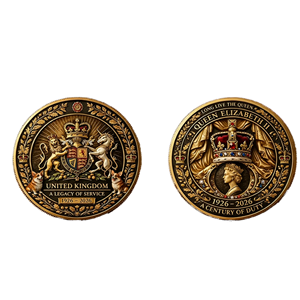 Moneta Commemorativa Personalizzata dell'Anniversario della Regina Elisabetta II, Placcata in <span class=keywords><strong>Oro</strong></span>, Produttore OEM di Monete Souvenir in Metallo - Product Image 1