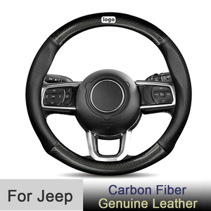 Cubierta para volante de <span class=keywords><strong>Jeep</strong></span> Wrangler JK Grand Cherokee <span class=keywords><strong>Renegade</strong></span>, accesorios de <span class=keywords><strong>Interior</strong></span> de fibra de carbono para coche - Product Image 1
