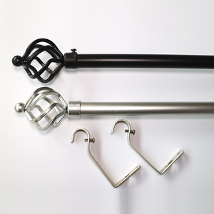 专业生产可调节耐用金属鸟笼式现代设计窗帘杆套装，带扭纹饰头 - Product Image 2