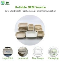 Aangepaste Service Biologisch Afbreekbare Suikerriet Bagasse Cpet Pe Pet Pla Film Gecoate Voedselcontainer Verpakking Met Laminering