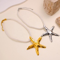 Collier en chaîne torsadée de la série Ocean, bijoux de mode, plaqué or, acier inoxydable, pendentif vague, soleil, étoile de mer, pour femmes