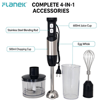 Mixeur Plongeant FLANEK NF-9003 480W, 2 Vitesses, Hachoir, Fouet, pour Smoothies et Broyage de Glace, Idéal Cuisine