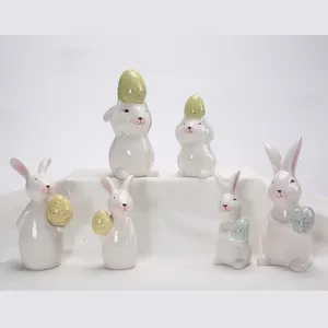 ईस्टर होम ऑफिस टेबल सजावट बनी सजावट प्यारा फार्महाउस ग्राम्य ईस्टर बनी मूर्ति - Product Image 5
