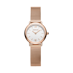 Reloj de Mujer Pequeño y Minimalista de Acero Inoxidable Color Oro Rosa con Esfera Blanca, Movimiento de Cuarzo Japonés, Resistente al Agua 3ATM - Product Image 4