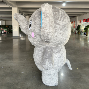 Opblaasbaar grijs en blauw dik olifant mascottekostuum voor feestattributen, cartoonfiguur optreden wandelende kostuum - Product Image 3