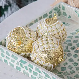 8CM sfera di perle di Natale in schiuma di polistirolo colorato centro commerciale decorazione 3 palle appese per decorazioni Festive