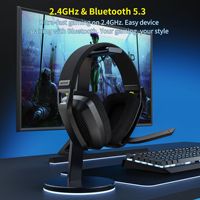 Casque de jeu sans fil double mode BINNUNE BW06 5.0 supra-auriculaire avec micro léger pour PC/Console/Jeux