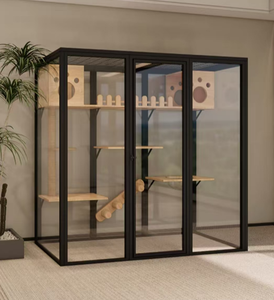 Aangepaste Moderne Luxe Massief Houten Kattenvilla Ademend Aluminium Frame Indoor Cattery Huis Nestbed Woonkamer Metalen Dierenhuis - Product Image 6