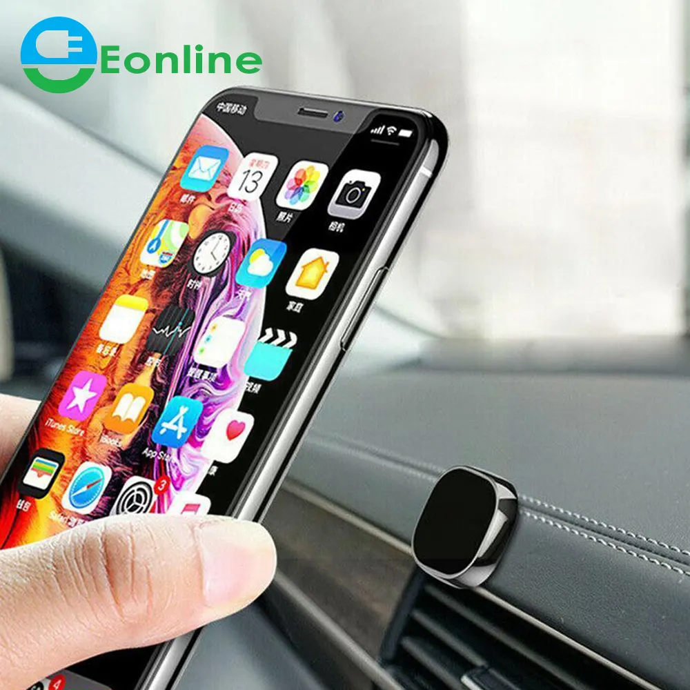 EONLINE Magnetic Car Phone Holder For IPhone X Samsung Xiaomi Metal Round Magnet Stand GPS Car Mount Dashboard Phone Stand