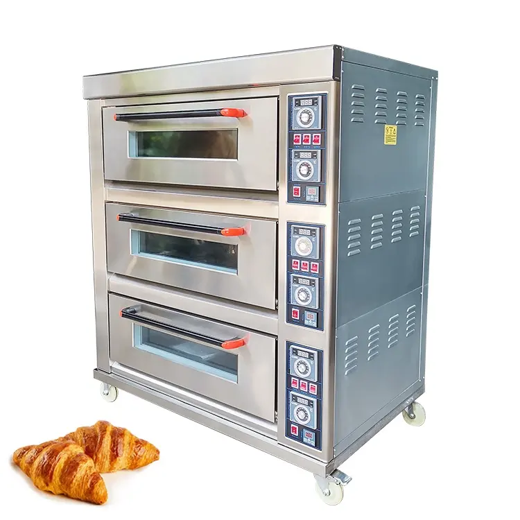 3 Deck 6 Tabletts gewerbliche Küche Elektro ofen Back maschine Ausrüstung Backofen Brot Kuchen Deck Ofen