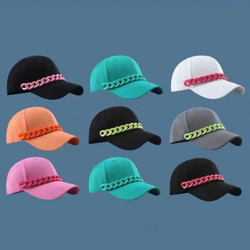 カラーチェーンGorras de beisbolレディース新しいサンシェードピークキャップ野球帽帽子夏