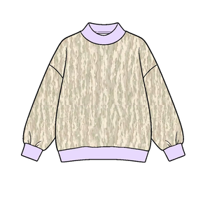 เสื้อสเวตเชิ้ตพิมพ์ลายพรางสำหรับเด็กผู้หญิง คอเต่า แขนยาว สวมใส่สบาย ปรับแต่งโลโก้ได้ - Product Image 2