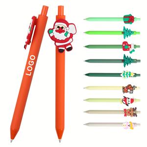 Bolígrafo de punta redonda con logotipo personalizado de dibujos animados navideños, bolígrafo retráctil de tinta de gel con clip 3D de Papá Noel, muñeco de nieve y reno, promociones - Product Image 1