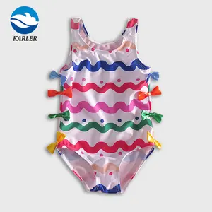 Factory Wholesale Floral Print UV Polyester Child Swimwear Girl