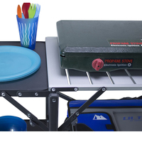 YILU Table de cuisine de camping pliante multicouche avec support suspendu et sac de rangement, station de cuisson extérieure portable pour les pique-niques