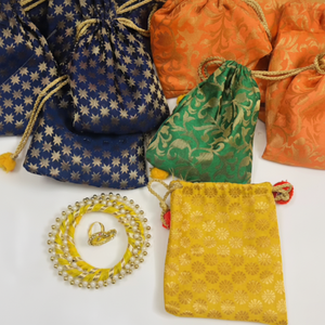 Ensemble de sacs Potli en brocart assorti de grande taille, style tendance pour les cadeaux de mariage, les cadeaux de fête, l'emballage de bijoux - Product Image 1