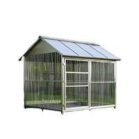 Nouvelle conception de niche pour chien en métal respirante et facile à nettoyer avec toit en fer et fermeture à bouton pour les grands chiens, toutes saisons
