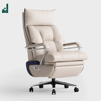 Chaise de bureau de direction haut de gamme en cuir véritable moderne avec fonction massage, hauteur réglable, base pivotante, multifonctionnelle et luxueuse