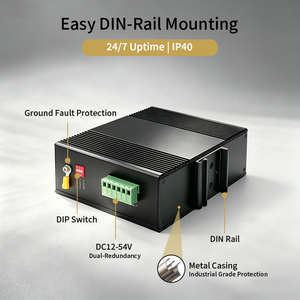 Switch Ethernet industriel non géré 16 ports Gigabit 32 Gbit/s Plug & Play Rail DIN IP40 pour réseau de vidéosurveillance de ville intelligente SH-GML00016-P - Product Image 5