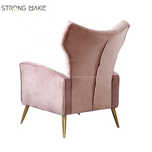 Sala de estar de lujo <span class=keywords><strong>muebles</strong></span> de acero inoxidable con Rosa de terciopelo tapizado moderno salón de acento, sofá, silla - Product Image 4
