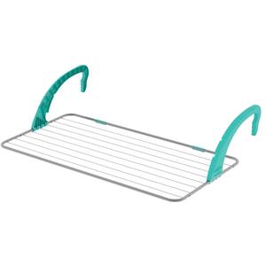 SÉCHETTE À LINGE EN ACIER POUR BALCON 10 CROCHETS 110X55X25CM 10M - Product Image 1