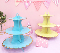Table à dessert créative en papier snack bébé anniversaire papier jetable support de plateau à gâteau à trois niveaux