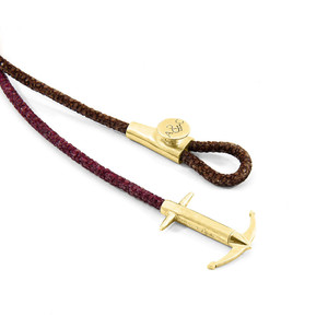 Pulsera Shadow Grey Admiral Anchor de oro amarillo de 9 quilates y cuero de mantarraya - Product Image 1