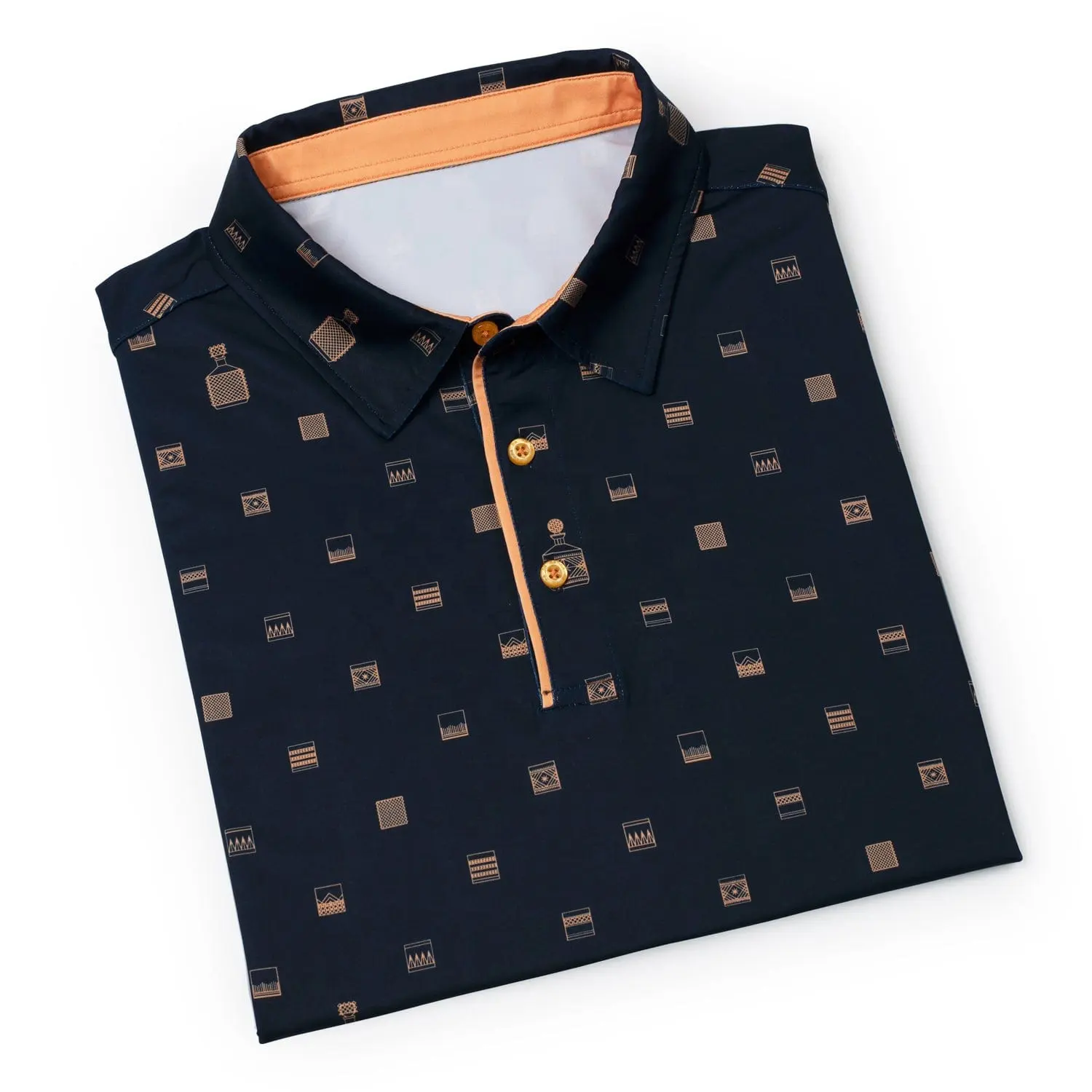 Vente en gros Chemises de golf imprimées décontractées en polyester spandex Polo de golf pour hommes polos ajustés à sec extensibles dans les 4 sens