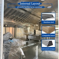 Remorque de restauration mobile carrée noire mate personnalisée avec intérieur en acier inoxydable et climatisation pour les grands événements extérieurs, parcs, festivals et entreprises de restauration.