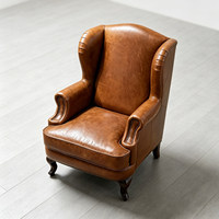 Fauteuil en cuir véritable huilé style américain, vintage, fauteuil simple de style campagnard, chaise décontractée Tiger, pour hôtel, villa, salon, club