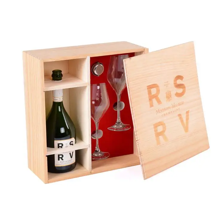 Grosir Kotak Anggur dan Kaca Potongan Laser Atas Geser Mewah untuk Hadiah