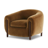 Fauteuil Club Incurvé en Velours Marron Foncé de Luxe Italien Moderne pour Salon de Designer et Projet de Villa de Prestige