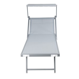 Tumbona de Marca Propia con Estructura de Aleación de Aluminio Gris Oscuro y Parasol, Silla de Piscina para Exteriores 180x60x76x38cm - Product Image 1