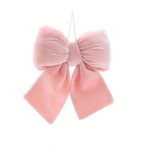 Pink Velvet Handmade Christmas <b>Heart</b> Bow Large Plush <b>Hanging</b> Decoration Festive Holiday Garland Bowknot Home Party Wedding Decor - Product Image 3