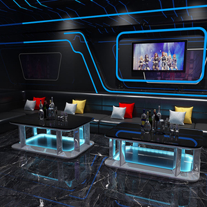 Lujo moderno Led KTV Karaoke Café Bar Mesa Muebles Tamaño Color Vidrio templado Personalizado Metal Acero inoxidable Barra pequeña - Product Image 1