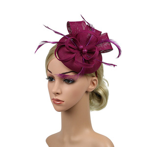 Women Linen Feather <strong>Small</strong> <strong>Fascinator</strong> Sinamay Party Wedding Church Hair Band Headwear <strong>Fascinator</strong> - Product Image 5